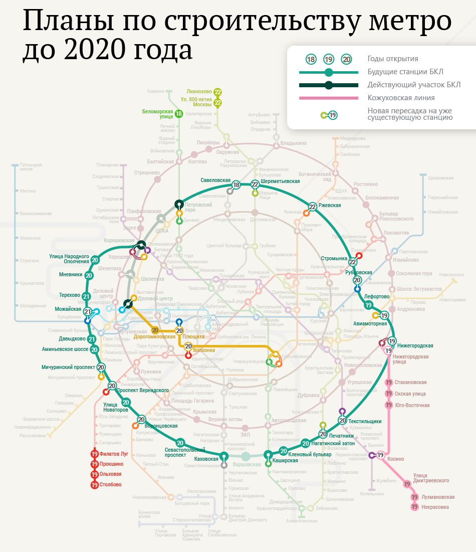 Карта метро Москвы в 2020 году