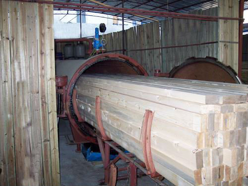 Autoclave impregnation of pine wood (sleepers for the railway)