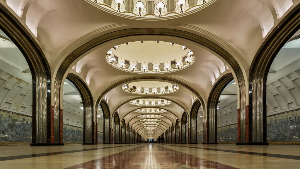 Mayakovskaya Moscow Metro Station, Russia