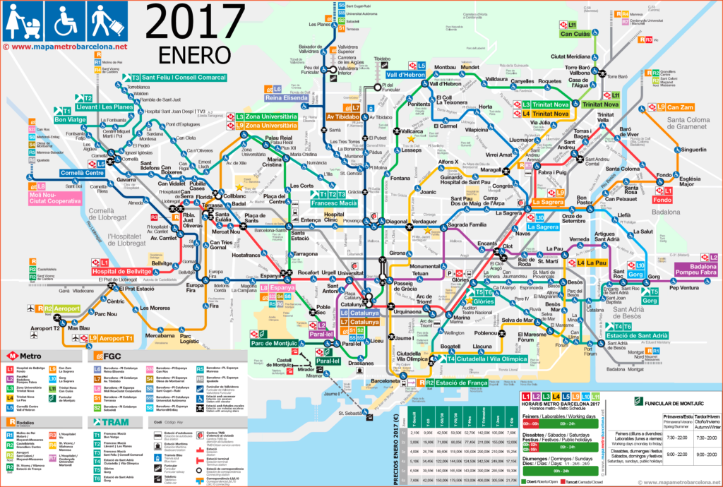 Barcelona metro map, 2017, disabled