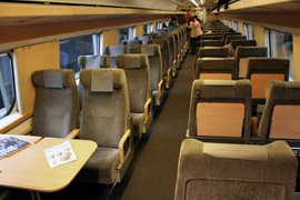 2nd class seats on the X2000 train from Copenhagen to Stockholm